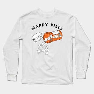 Simons Cat Happy Pills, For Men Funny Happy Pills Simons Cat Long Sleeve T-Shirt